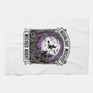 Vintage-Hexen-Shirt mondbeschienenes unheimliches Geschirrtuch