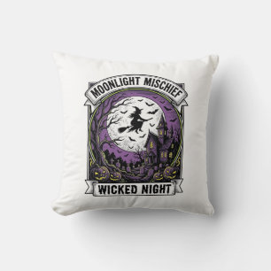 Vintage-Hexen-Shirt mondbeschienenes unheimliches Kissen