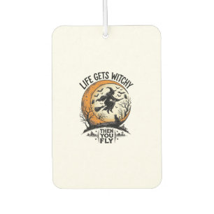 Vintage-Hexen-Shirt Retro-Halloween fliegende Hexe Autolufterfrischer