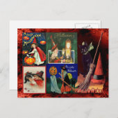 Vintage Hexen und Schwarze Katzen Postkarte (Vorne/Hinten)