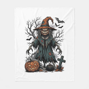 Vintage-Hexen-Vogelscheuche-Halloween-Kürbis-Shirt Fleecedecke