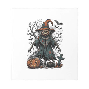 Vintage-Hexen-Vogelscheuche-Halloween-Kürbis-Shirt Notizblock