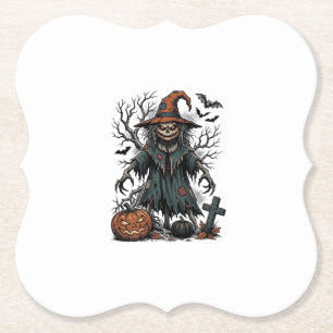Vintage-Hexen-Vogelscheuche-Halloween-Kürbis-Shirt Untersetzer