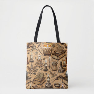 Vintage Hexenbücher & Kerzen Muster (2) Tasche