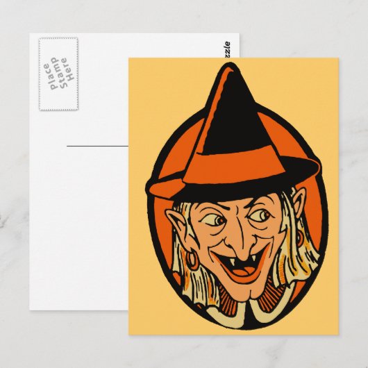 Vintage Hexengesicht Postkarte (Vorne/Hinten)