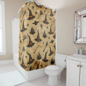 Vintage Hexenhats & Broomsticks Halloween Muster Duschvorhang (Beispiel)