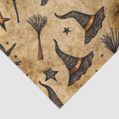 Vintage Hexenhats & Broomsticks Halloween Muster Seidenpapier (Detail)