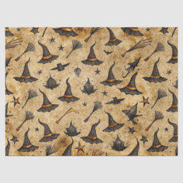 Vintage Hexenhats & Broomsticks Halloween Muster Seidenpapier