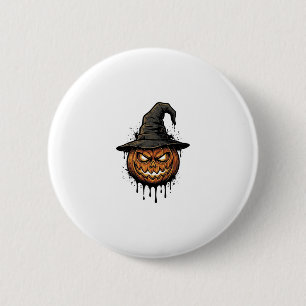 Vintage Hexenhut Kürbis Halloween Grafik_1 Button