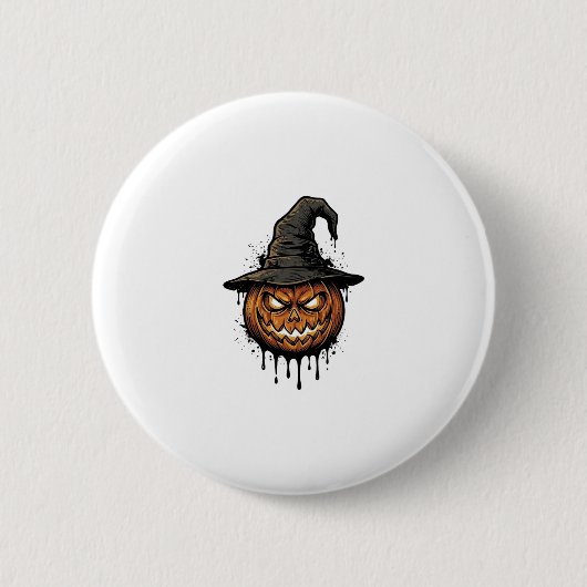 Vintage Hexenhut Kürbis Halloween Grafik_1 Button (Vorderseite)