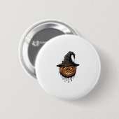 Vintage Hexenhut Kürbis Halloween Grafik_1 Button (Vorne & Hinten)