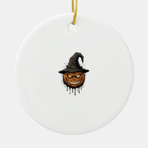 Vintage Hexenhut Kürbis Halloween Grafik_1 Keramik Ornament