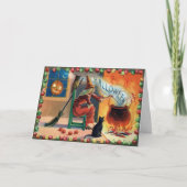 Vintage Hexenkarte Feiertagskarte (Vorderseite)