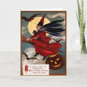 Vintage Hexenkarte Feiertagskarte (Vorderseite)