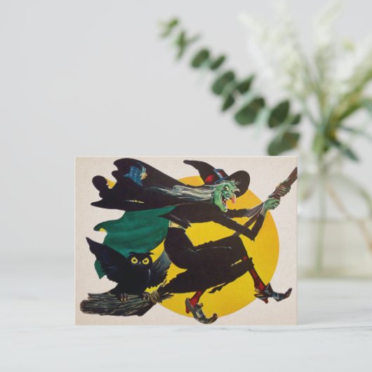 Vintage Hexenkarte Postkarte (Stehend Vorderseite)