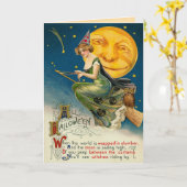 Vintage Hexenkarten, die auf ihrem Zimmer fliegen Karte (Gelbe Blume)