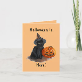 Vintage Hexenkatze Halloween-Karte Karte