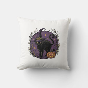 Vintage-Hexenkatze-Halloween-Vektor-Shirt-Design_1 Kissen