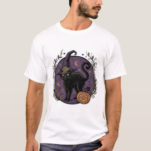 Vintage-Hexenkatze-Halloween-Vektor-Shirt-Design_1 T-Shirt