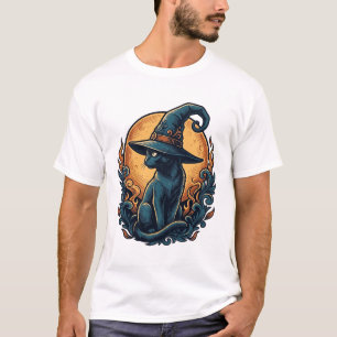 Vintage Hexenkatze Mond Halloween Vektorkunst_1 T-Shirt