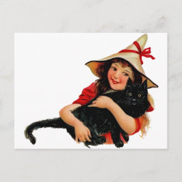 Vintage Hexenkatze und Katzenpostkarte Postkarte