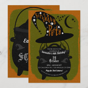 Vintage Hexenkessel Geburtstag Halloween Party Einladung