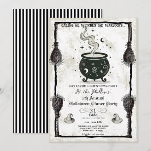 Vintage Hexenkessel Halloween Dinnerparty Einladung