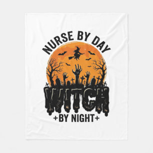 Vintage-Hexenkrankenschwester-Halloween-Design_1 Fleecedecke