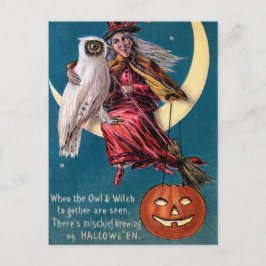 Vintage Hexenkürbis Halloween-Postkarte Feiertagspostkarte
