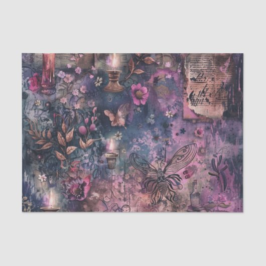 Vintage Hexenleuchte Magische Zauber-Dekoupage Seidenpapier (Vorderseite)