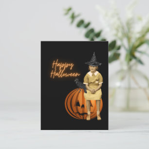 Vintage-Hexenmädchen Halloween  Postkarte