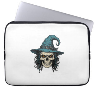 Vintage-Hexenschädel-Halloween-Vektor-Shirt-Design Laptopschutzhülle