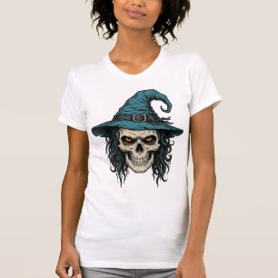 Vintage-Hexenschädel-Halloween-Vektor-Shirt-Design T-Shirt