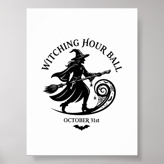 Vintage Hexenstunde Ball Halloween Poster (Vorne)