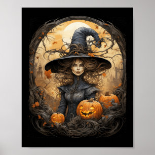 Vintage Hexerei Wicca-Gothik Hexen Halloween Poster