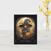 Vintage Hexerei Wiccan Gothic Hexeny Halloween Karte (Gelbe Blume)