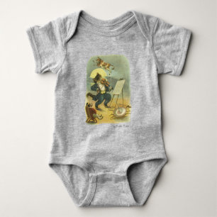Vintage Hey Diddle Diddle Kinderreim restauriert Baby Strampler