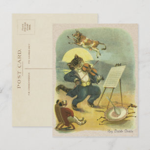 Vintage Hey Diddle Diddle Kinderreim restauriert Postkarte