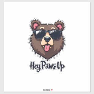 Vintage Hey Paws Up Bär mit Sonnenbrille Lustiger Aufkleber