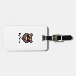 Vintage Hey Paws Up Bär mit Sonnenbrille Lustiger  Gepäckanhänger