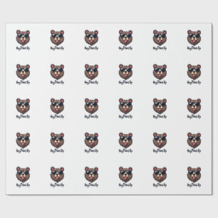Vintage Hey Paws Up Bär mit Sonnenbrille Lustiger  Geschenkpapier
