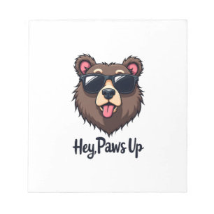 Vintage Hey Paws Up Bär mit Sonnenbrille Lustiger  Notizblock