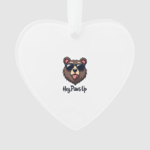 Vintage Hey Paws Up Bär mit Sonnenbrille Lustiger  Ornament