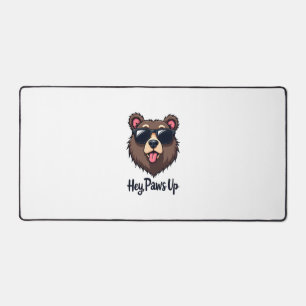 Vintage Hey Paws Up Bär mit Sonnenbrille Lustiger Schreibtischunterlage