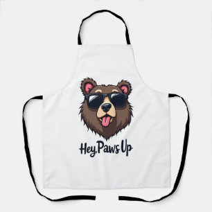 Vintage Hey Paws Up Bär mit Sonnenbrille Lustiger Schürze