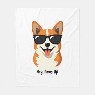 Vintage Hey, Paws Up Corgi mit Sonnenbrille Süß Do Fleecedecke