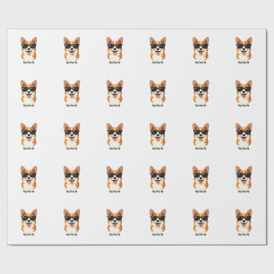 Vintage Hey, Paws Up Corgi mit Sonnenbrille Süßer  Geschenkpapier