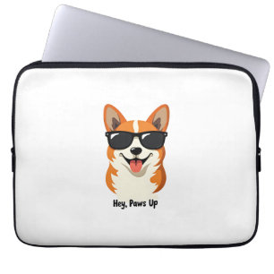 Vintage Hey, Paws Up Corgi mit Sonnenbrille Süßer  Laptopschutzhülle