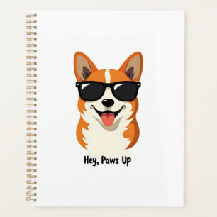 Vintage Hey, Paws Up Corgi mit Sonnenbrille Süßer Planer