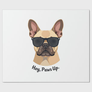 Vintage Hey, Paws Up Französische Bulldogge Sonnen Geschenkpapier